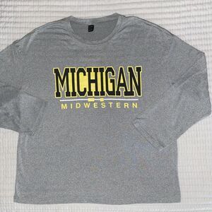 SHEIN Long Sleeve Michigan Midwestern Gray Oversize Women's Shirt Large 8/10
